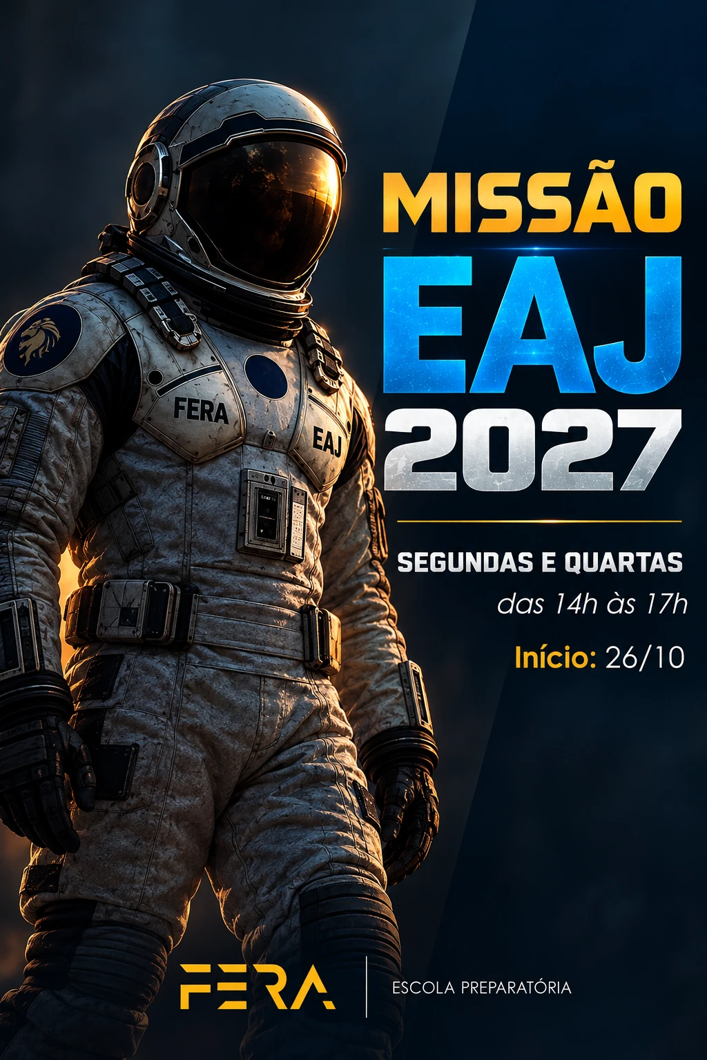 Arte da Missão EAJ 2027 com astronauta